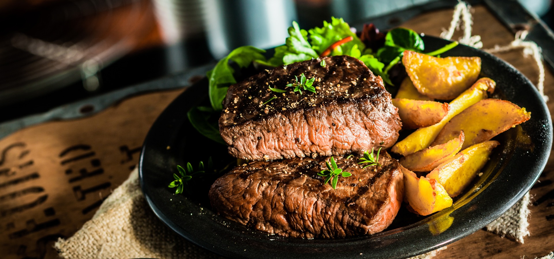 Healthy lean grilled beef steak and vegetables